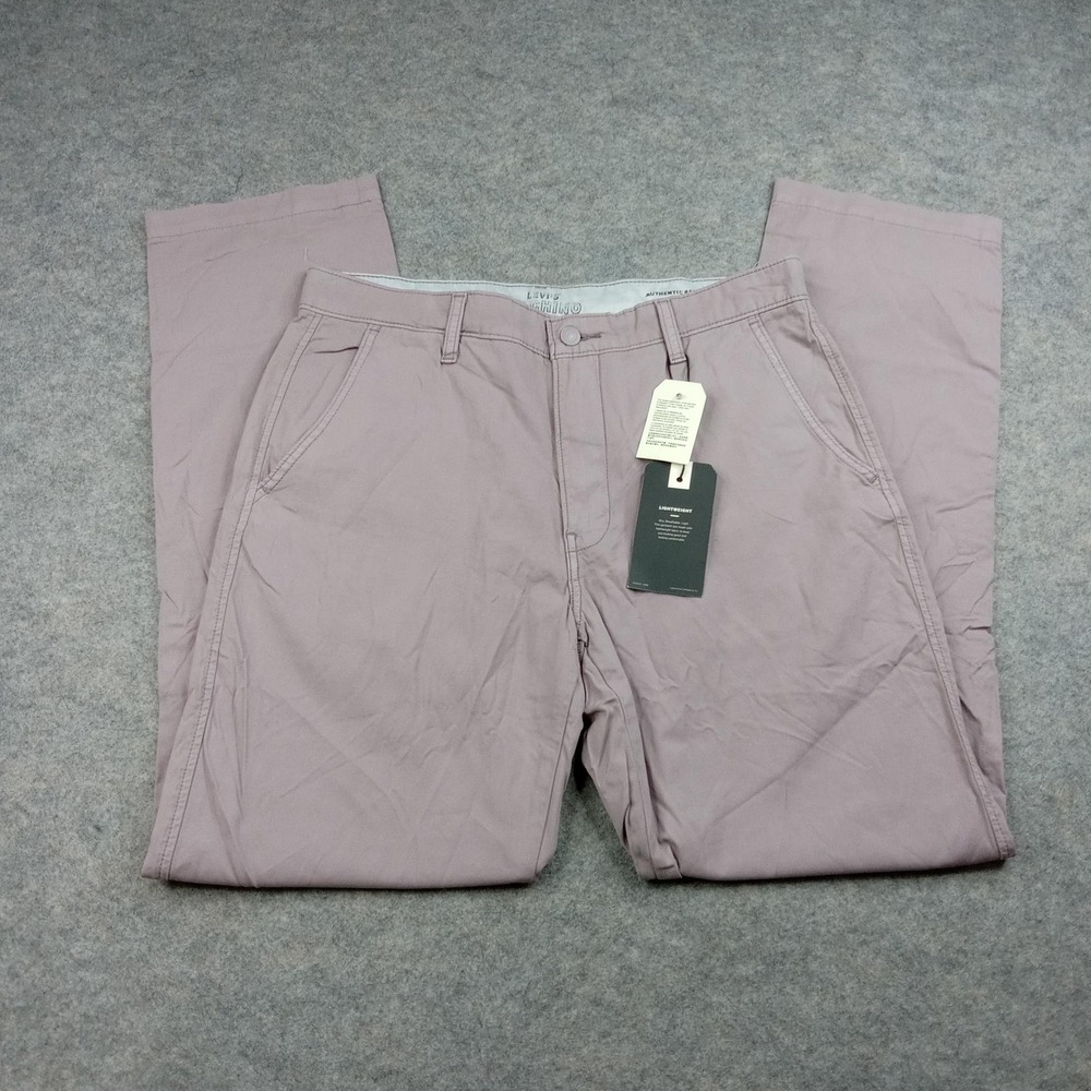 Levis Chino Pants Men 32x34 XX Mauve‎ Authentic Relax Lightweight Cotton Office*
